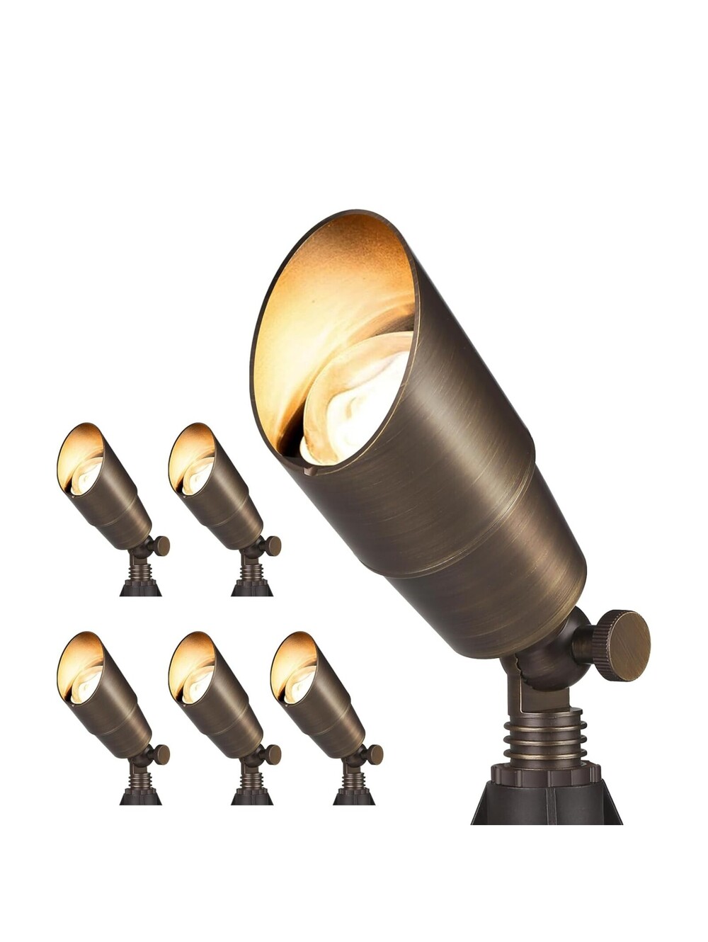 6 Pcs Solid Brass Outdoor Landscape Spotlights 12V Heavy Duty Low Voltage LED